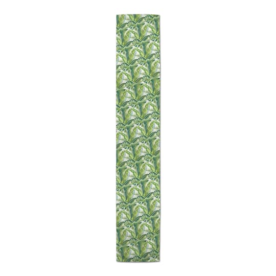 Watercolor Green Palms Outdoor Table Runner
